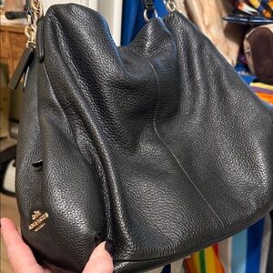 Coach Pebbled Black Leather Hobo Bag